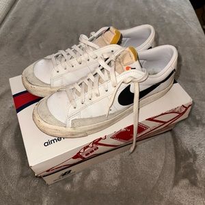 Nike Blazer Low '77 Suede-Trimmed Leather Sneakers